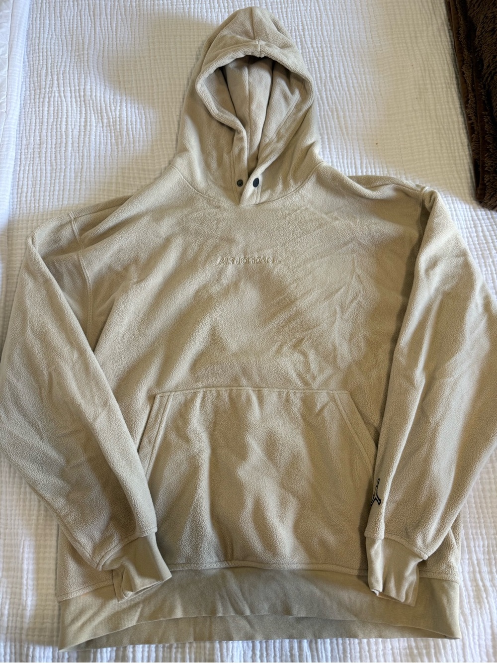 Men's Air Jordan Beige Suede Hoodie with Subtle Logo